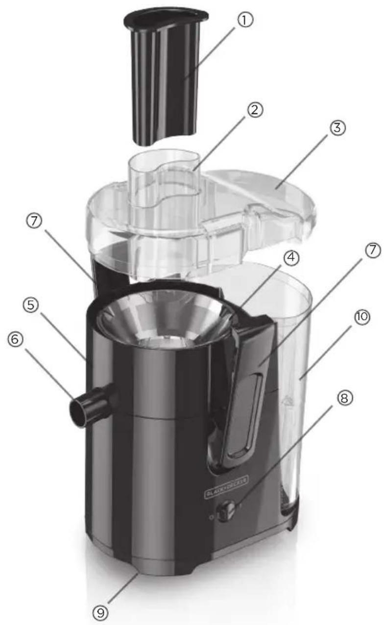 BLACK & DECKER JE2400BD - CONOZCA SU EXTRACTOR DE JUGO PARA FRUTAS Y VEGETALES - 1