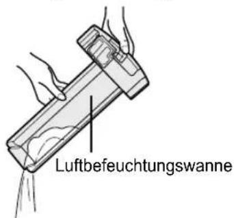 SHARP KC930EUW - Nehmen Sie den Wasserbehälter und Luftbefeuchungsfi Ier von der Luftbefeuchtungswanne ab. Lassen Sie das angesammelte Wasser ab, indem Sie die Luftbefeuchtungswanne langsam ankippen. - 2