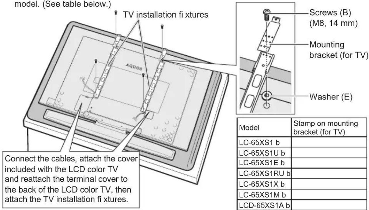 SHARP AN65AG2 - Tidying cables, and attaching the TV installation fi xtures and the mounting brackets (for TV) to the LCD color TV - 1