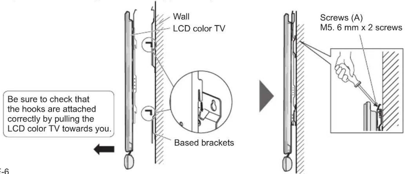 SHARP AN65AG2 - Mounting the LCD color TV on the wall and fastening screws - 1