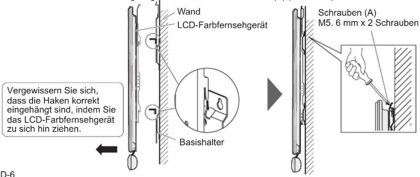SHARP AN65AG2 - Aufhängung des LCD-Farbfernsehgeräts an der Wand und Festziehen der Schrauben - 1