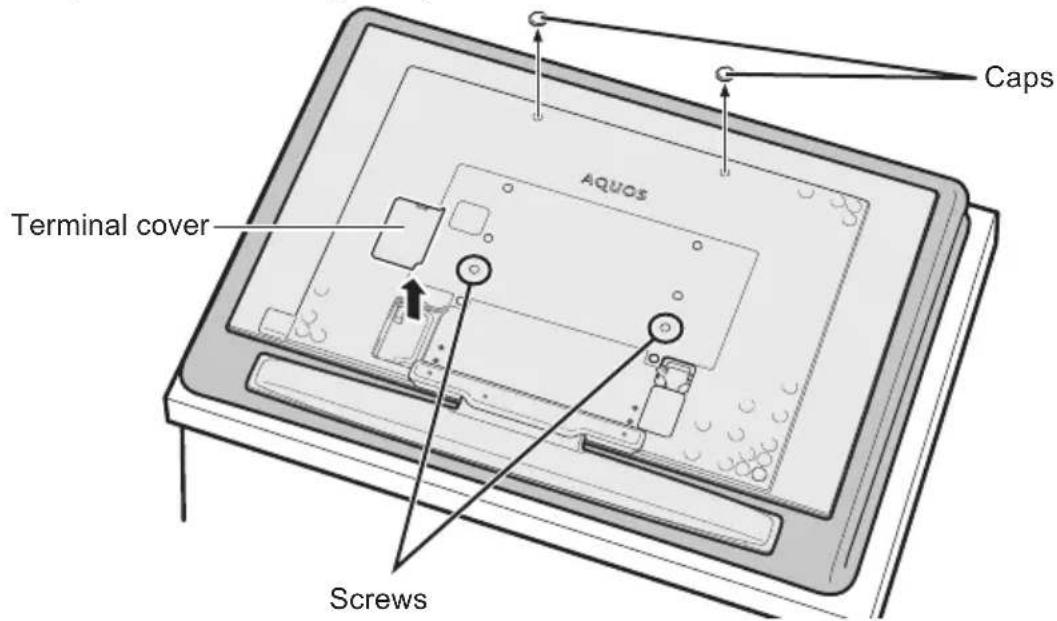SHARP AN65AG2 - Remove the caps and the terminal cover from the back of the LCD color TV - 1