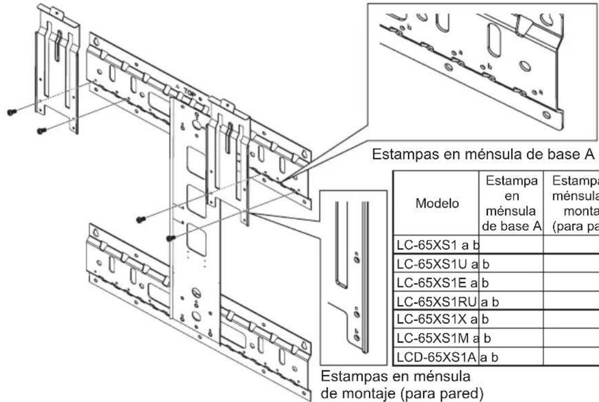 SHARP AN65AG2 - Sujeción de las ménsulas de montaje (para pared) en las ménsulas de base - 1