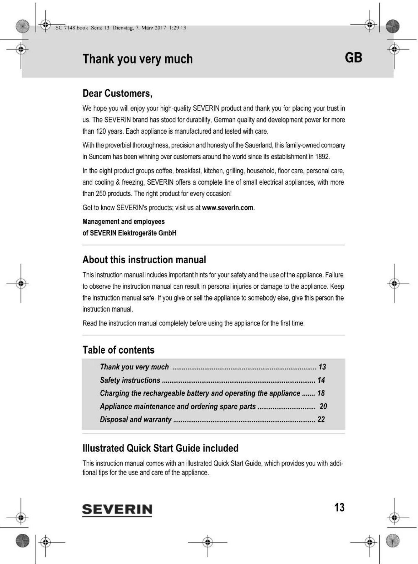SEVERIN SC 7148 - Garantie - 6