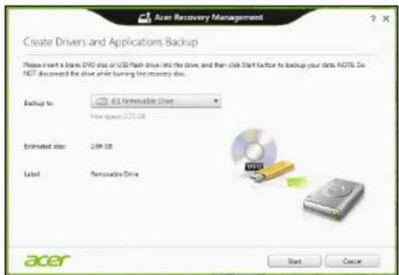 ACER TravelMate B113E - Oprettelse af en sikkerhedskopi til drivere og programmer - 2
