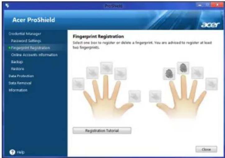 ACER TravelMate B113E - Fingeraftryksregistering * - 1