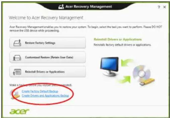 ACER TravelMate B113E - Crear una copia de seguridad de aplicaciones y controladores - 1