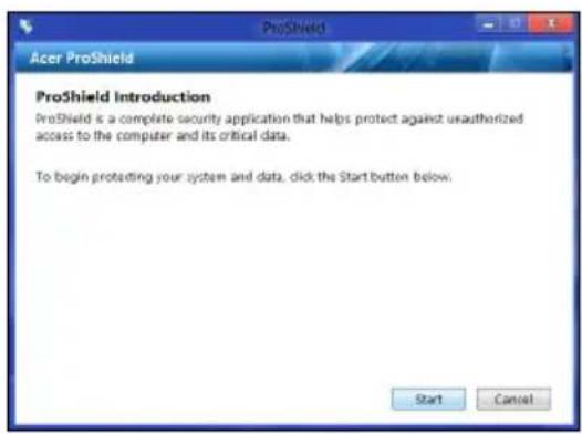 ACER TravelMate B113E - Opsætning af ProShield - 1