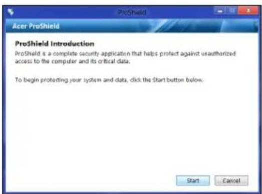 ACER TravelMate B113E - Configurar o ProShield - 1