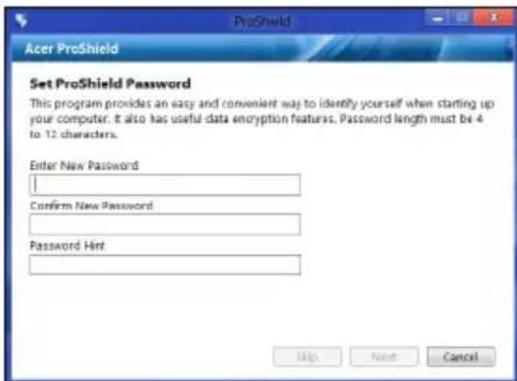 ACER TravelMate B113E - Configurer proshield - 3