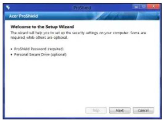ACER TravelMate B113E - Opsætning af ProShield - 2