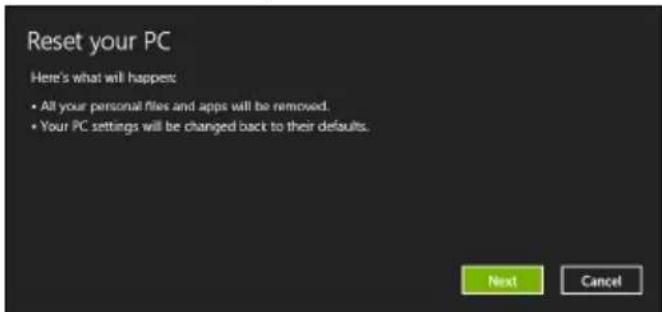 ACER TravelMate B113E - Caution: 'Restore Factory Settings' will erase all files on your hard drive. - 1