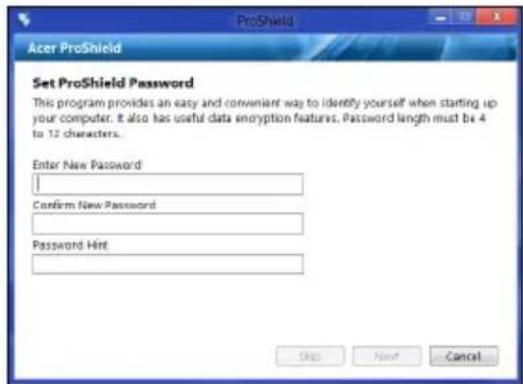 ACER TravelMate B113E - Setting up ProShield - 3
