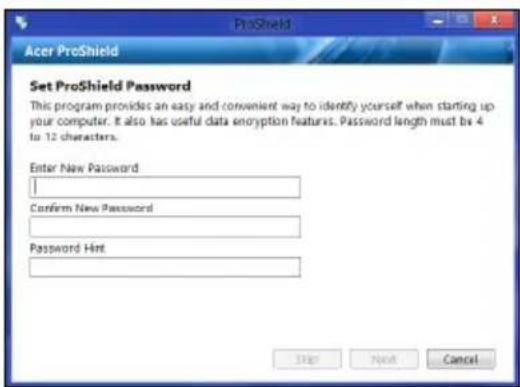ACER TravelMate B113E - Configurar o ProShield - 3