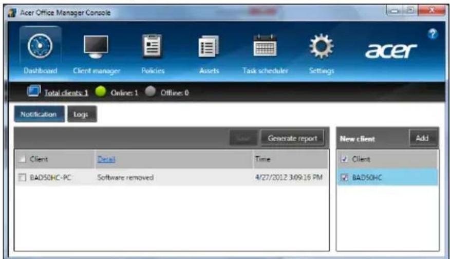 ACER TravelMate B113E - Tableau de bord - 1