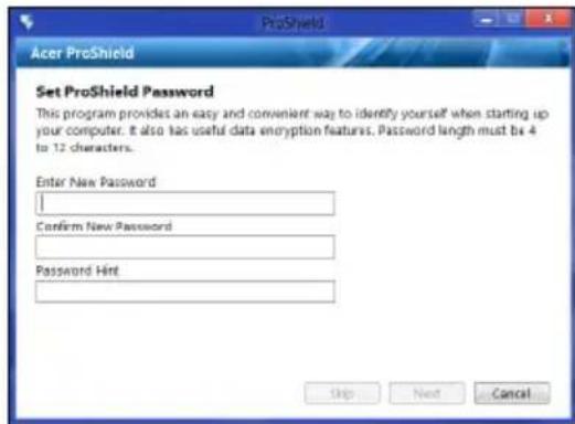 ACER TravelMate B113E - Konfigurere ProShield - 3
