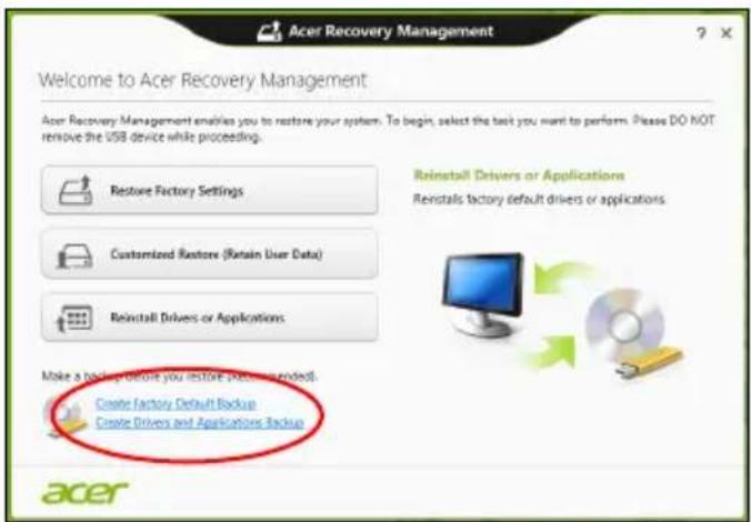 ACER TravelMate B113E - Erstellen einer Wiederherstellungskopie - 1
