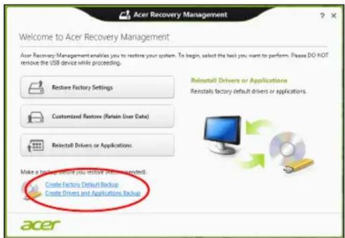 ACER TravelMate B113E - Créer la sauvegarde des pilotes et des applications - 1