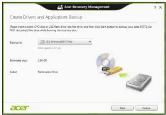 ACER TravelMate B113E - Creating a drivers and applications backup - 2