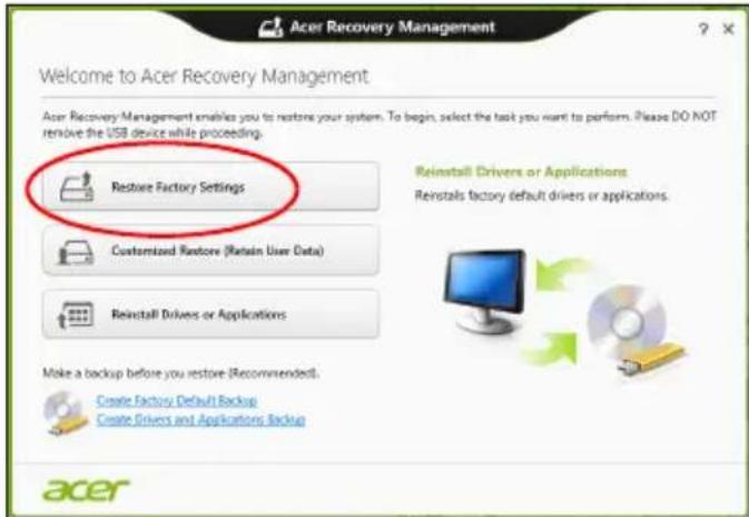 ACER TravelMate B113E - Returning af systemet til fabriksstandarden - 2