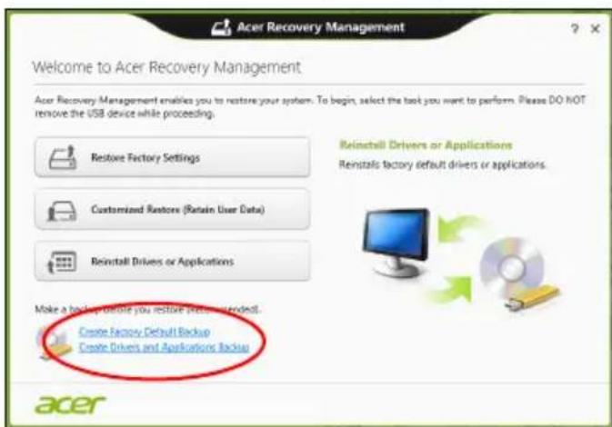 ACER TravelMate B113E - Laiteohjainten ja sovellusten varmuuskopion luominen - 1