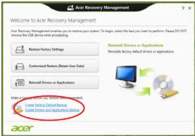 ACER TravelMate B113E - Creare backup per driver e applicazioni - 1