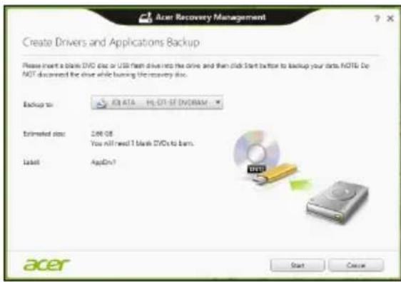 ACER TravelMate B113E - Laiteohjainten ja sovellusten varmuuskopion luominen - 3