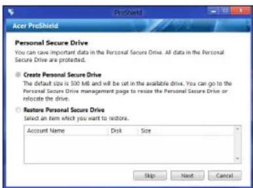ACER TravelMate B113E - PSD (Personal Secure Drive) - 1