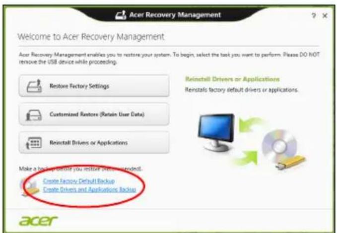 ACER TravelMate B113E - Oprettelse af en sikkerhedskopi til drivere og programmer - 1