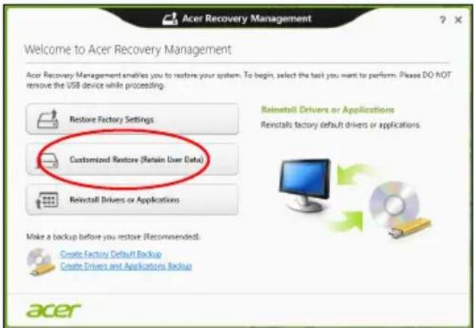ACER TravelMate B113E - Benutzerdefinierte Wiederherstellung mit Acer Recovery Management - 1