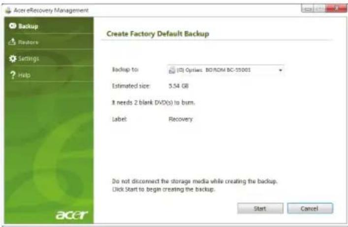 ACER TravelMate 7750Z - Creating a recovery backup (USB flash drive) - 5