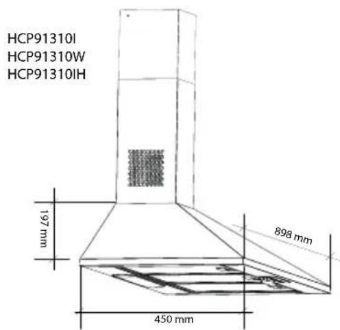 HCP91310I HCP91310W HCP91310IH 197 mm 898 mm 450 mm