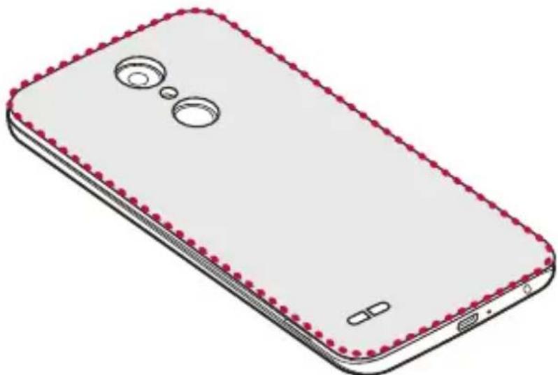 LG M250n - Pentru a înlocui carcasa de pe dispozitiv, aliniați carcasa spate peste compartimentul bateriei și apăsați-l până când se fixează în poziție printr-un clic. - 1