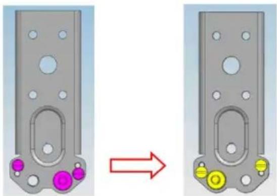 CANDY CMNV 6202W - Montarea ušii, a accesoriilor balamalei inferioare in poziţile corespunzătoare - 3