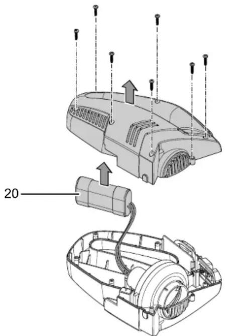 TROTEC VC 10 E - Dépose et élimination de la batterie - 1