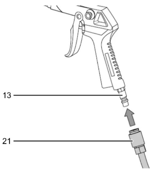 TROTEC PCPS 101100 - Raccordement du pistonet à air comprimé - 1