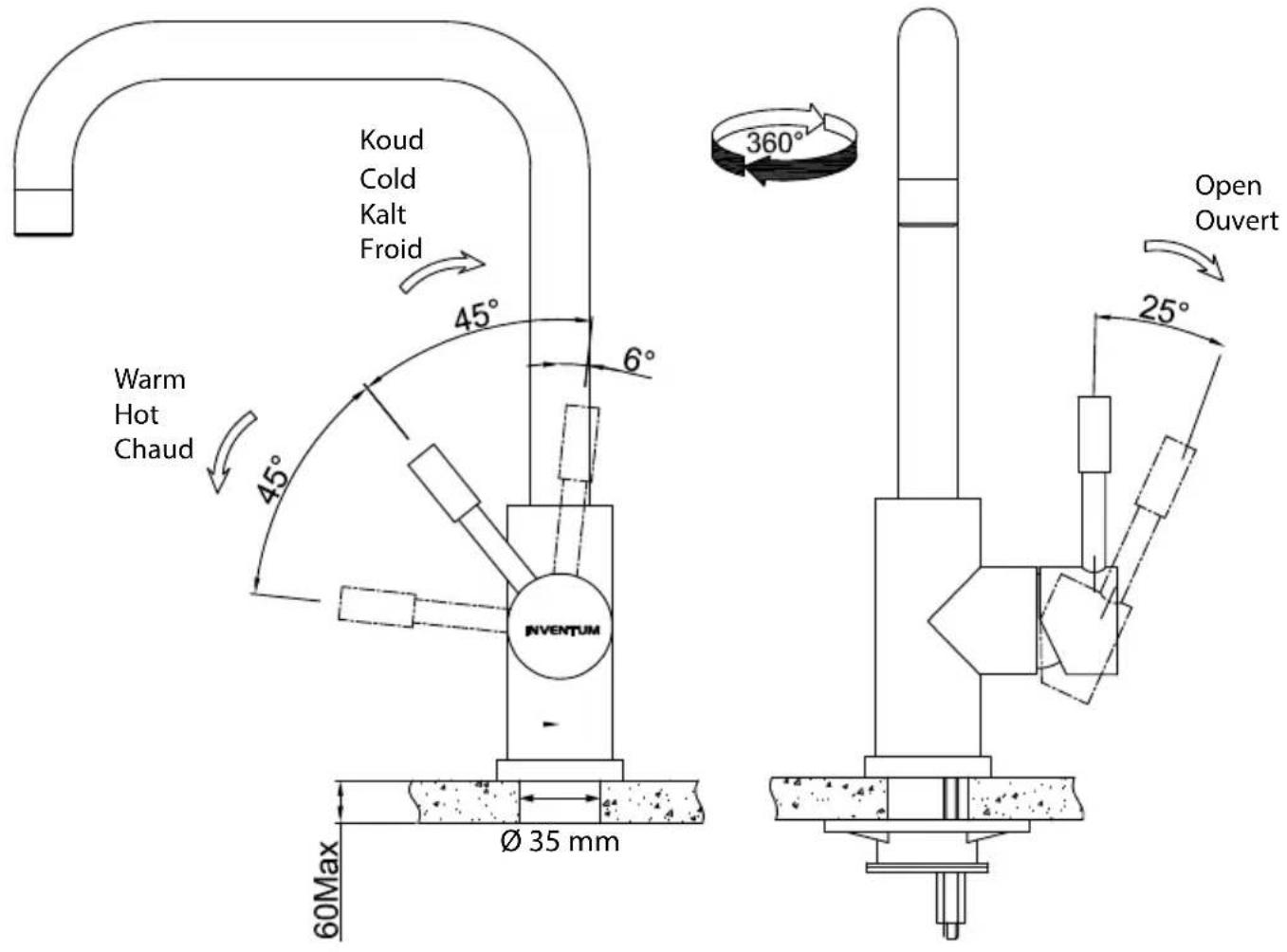 INVENTUM IMK500RVS - gebruik van de mengkraan - 1