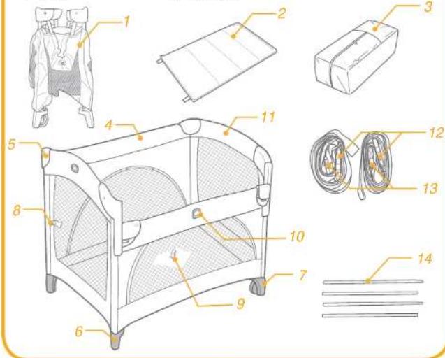 Joie Kubbie Sleep - Parts List - 1