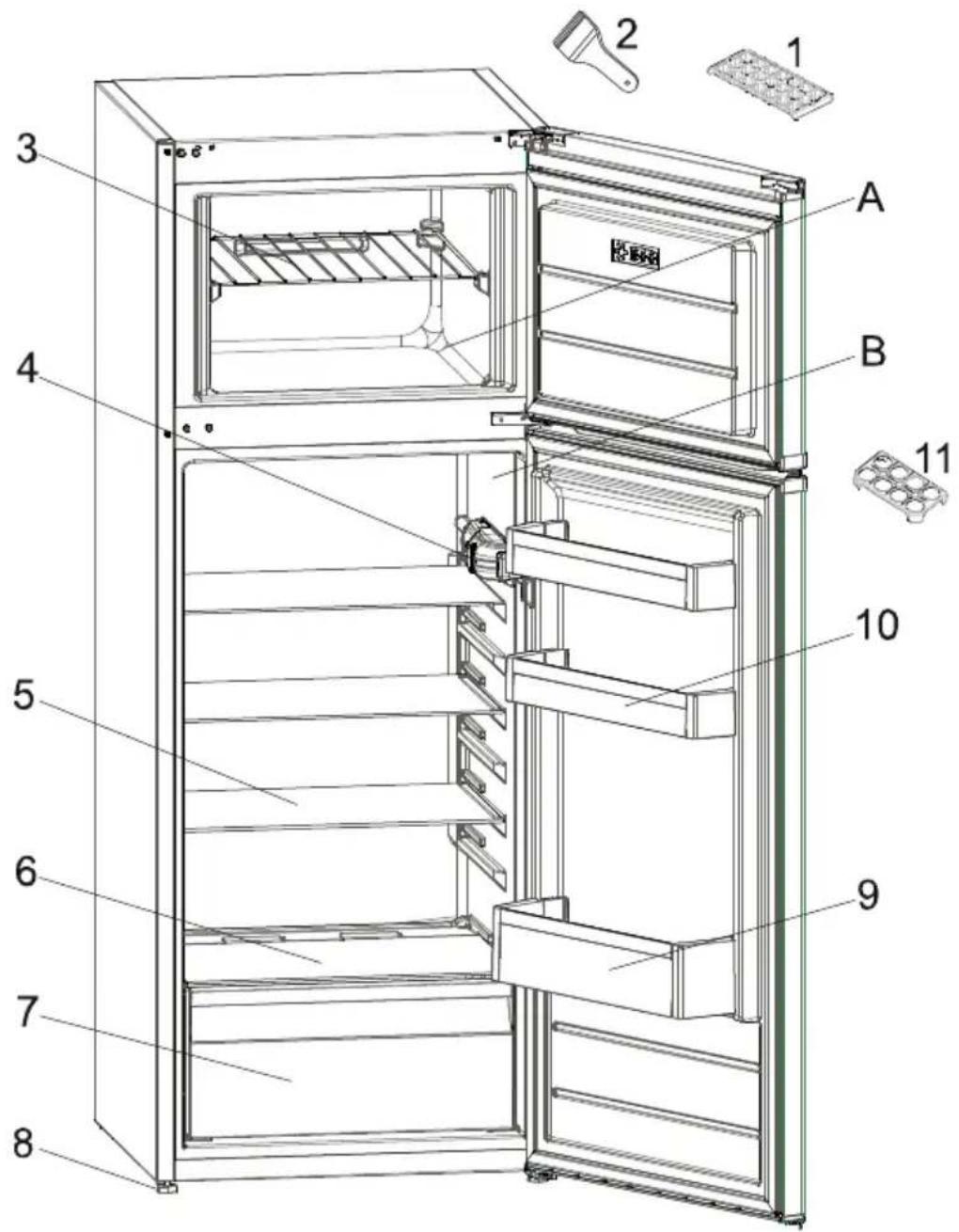 VESTEL VFKW3176 - PART - 7. THE PARTS OF THE APPLIANCE AND THE COMPARTMENTS - 1