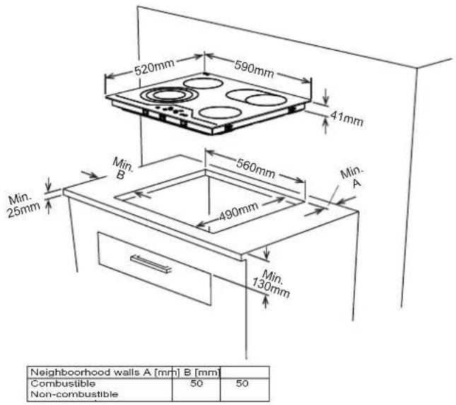 VESTEL VEA24026 - Hetplaatsen van de inbouwkookplaat - 1