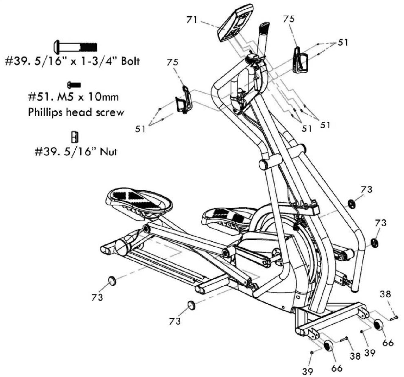 TUNTURI Platinum Cross Sprinter - - Bolzen 5 / 16^ × 1 - 3 / 4^ - 1