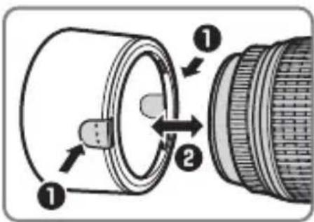 NIKON Nikkor AFS DX 55300mm f4.55.6G ED VR - Nasadzovanie a odnímanie slnečnej clony - 1