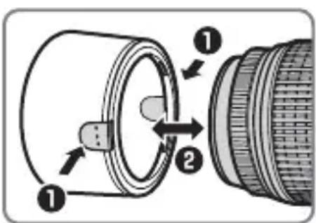 NIKON Nikkor AFS DX 55300mm f4.55.6G ED VR - Anbringen und Abnehmen der Gegenlichtblende - 1