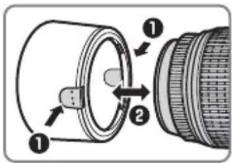 NIKON Nikkor AFS DX 55300mm f4.55.6G ED VR - Satta på och ta av motljusskyddet - 1