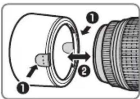 NIKON Nikkor AFS DX 55300mm f4.55.6G ED VR - Attaching and Removing the Hood - 1