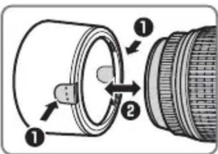 NIKON Nikkor AFS DX 55300mm f4.55.6G ED VR - Nasazováni a snímáni sluneční clony - 1