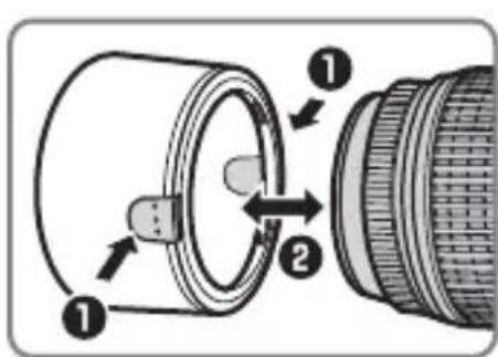 NIKON Nikkor AFS DX 55300mm f4.55.6G ED VR - Fissaggio e rimozione del paraluce - 1