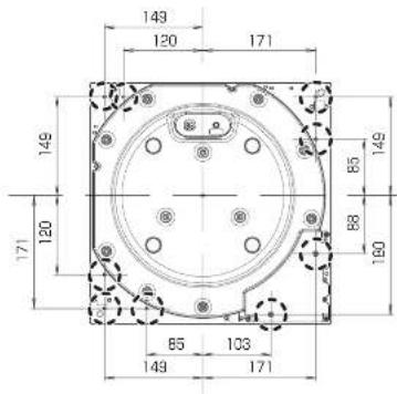 TECHNICS SP10RE - Posizioni delle viti per il fissaggio dell'involcro - 2