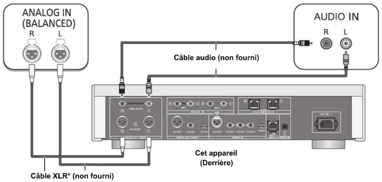 TECHNICS SUR1AE - Branchement aux dispositifs d'entrée audio analogue - 1