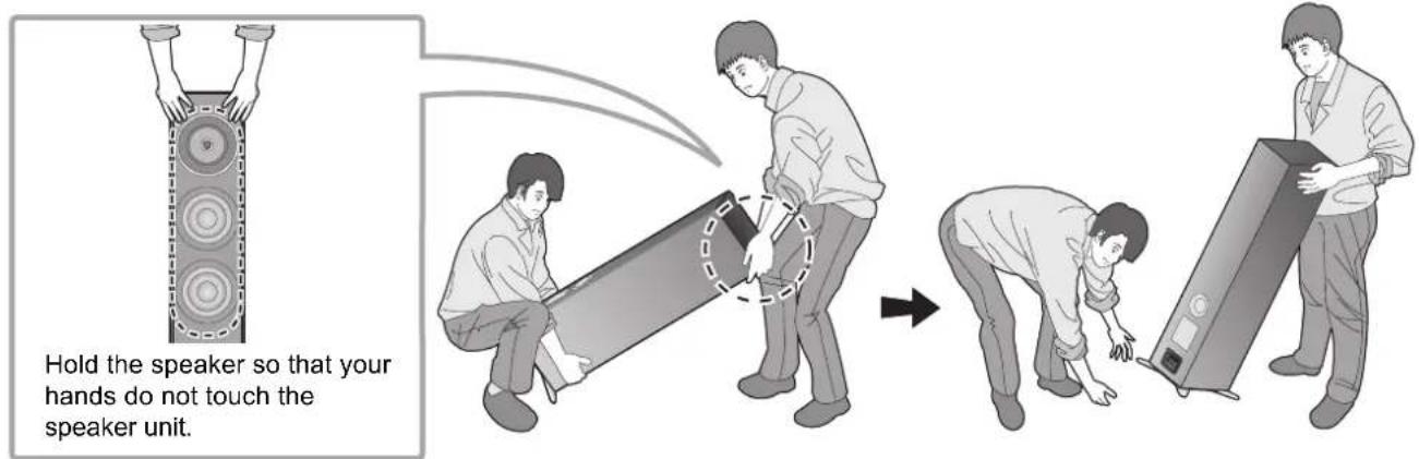 TECHNICS SBG90E - Placing the speakers using the rubber feet - 2
